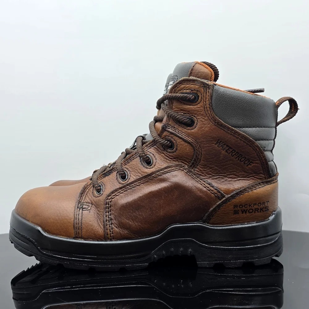Rockport Works RK664 Composite Toe Waterproof Leather Boots Mens 7M Women’s 9M